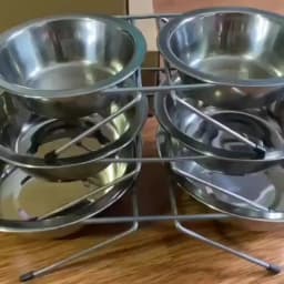 1PC Stainless Steel Double Pet Bowls Dog Cat Water Food Non Slip Feeding Station