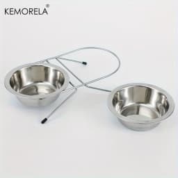 1PC Stainless Steel Double Pet Bowls Dog Cat Water Food Non Slip Feeding Station
