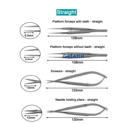 GREATLH Stainless Steel Ophthalmic Instrument Set Forcep Needle Holder Scissor Eyelid Micro Tools Ophthalmic Eye Instrument