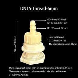 2Pcs Water Tank Hose Connector G1/2 inch DN15 Thread Outlet Plastic Poultry Pet Farming Pagoda Joint Coupling Irrigation