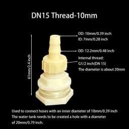 2Pcs Water Tank Hose Connector G1/2 inch DN15 Thread Outlet Plastic Poultry Pet Farming Pagoda Joint Coupling Irrigation