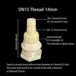 2Pcs Water Tank Hose Connector G1/2 inch DN15 Thread Outlet Plastic Poultry Pet Farming Pagoda Joint Coupling Irrigation