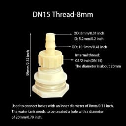 2Pcs Water Tank Hose Connector G1/2 inch DN15 Thread Outlet Plastic Poultry Pet Farming Pagoda Joint Coupling Irrigation