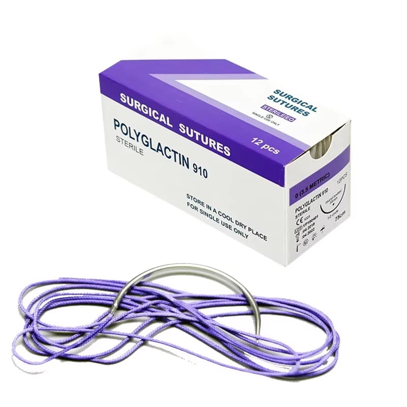 12pcs Absorbable Suture Thread Pet Dog Specific PGA 910 75CM 90CM With Needle 2/0 3/0 4/0 5/0 Teaching Clinic Hospital Exercises