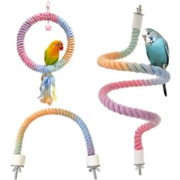 Screw Head Colored Cotton Parrot Pole Sturdy Hanging Clip Swing Colorful Perch Flexible Comfortable Parrot Standing Woven Rope