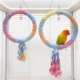 Screw Head Colored Cotton Parrot Pole Sturdy Hanging Clip Swing Colorful Perch Flexible Comfortable Parrot Standing Woven Rope