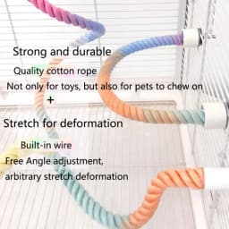 Screw Head Colored Cotton Parrot Pole Sturdy Hanging Clip Swing Colorful Perch Flexible Comfortable Parrot Standing Woven Rope