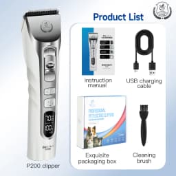 Fenice New Upgrade 5000mA Capacity Cordless LCD Screen Pets Dog Grooming Clippers Rechargeable Haircut Shaver for Trimming Salon