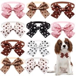 10PCS Heart Print Dog Bow Ties Adjustable Puppy Bowties Small Pet Bows Collars For Dogs and Cats Fashion Dog Grooming Supplies