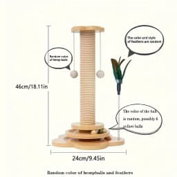 Solid Wood Cat Turntable Cat Scratching Post, Cat Teaser Stick, Cat Scratching Board for Cats, Durable Cat Toys
