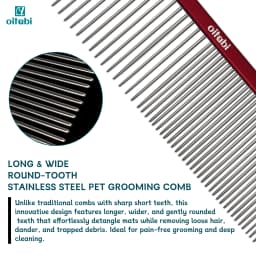 Oitabi Professional Pet Grooming Comb for Removing Matted Fur, Prevents Knots and Mats, Long Teeth Long & Short Haired Pet Comb