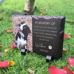 Personalized Pet Memorial Rectangular Stone Pet Grave Marker With Photo Custom Garden Stone Slate Tombstone Pet Memorial Gift