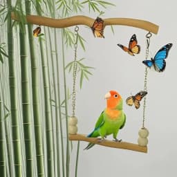 Natural Wood Pet Parrot Toy Bird Swing Exercise Climbing Standing Wooden Toys Pet Parrot Macaw Hammock Bird Toy