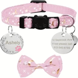 Personalized Cat Collar Pendant ID Engraving Name Tag Collar for Cat Necklace Puppy Kitten Bell Bow Tie Custom Small Dog Collar