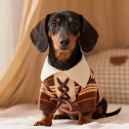 Lapel Cardigan Jacket Knitted Sweater for Wiener Dogs Winter Long Sleeves Warm Coat for Small Mid Dachshund Dogs Pet Clothing