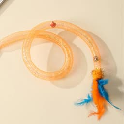 Snake Cat Teaser Wand with Catnip Balls, Elastic Mesh Tubes, Fur Balls & Feathers - Interactive Pet Toy for Cats/Kittens,