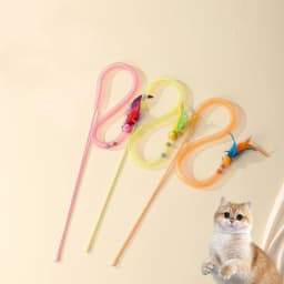 Snake Cat Teaser Wand with Catnip Balls, Elastic Mesh Tubes, Fur Balls & Feathers - Interactive Pet Toy for Cats/Kittens,