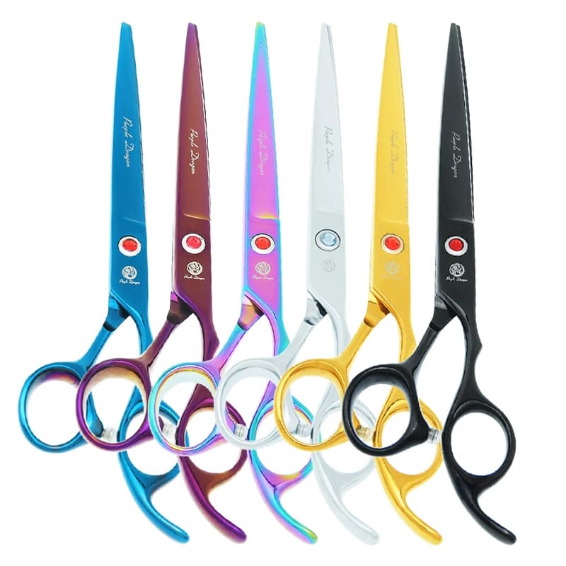 7.0" Purple Dragon Pet Beauty Shears Dog Grooming Scissors 6 Colors Straight Curved Cutting Fur Clipper Thinning Trimmers B0020B