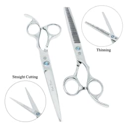 7.0" Purple Dragon Pet Beauty Shears Dog Grooming Scissors 6 Colors Straight Curved Cutting Fur Clipper Thinning Trimmers B0020B