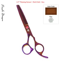 7.0" Purple Dragon Pet Beauty Shears Dog Grooming Scissors 6 Colors Straight Curved Cutting Fur Clipper Thinning Trimmers B0020B
