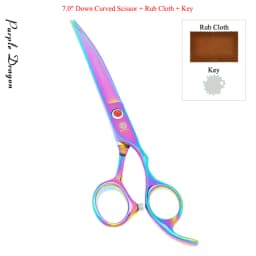 7.0" Purple Dragon Pet Beauty Shears Dog Grooming Scissors 6 Colors Straight Curved Cutting Fur Clipper Thinning Trimmers B0020B