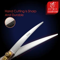 Fenice JP440C Steel Dog Scissors 7/7.5/8 Inch Pet Grooming Shears Curved Hair Trimming Scissors for Dogs Professional Groomer