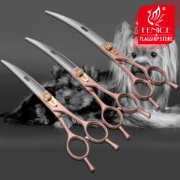Fenice JP440C Steel Dog Scissors 7/7.5/8 Inch Pet Grooming Shears Curved Hair Trimming Scissors for Dogs Professional Groomer