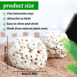 Bird Chewing Toy Natural Sola Ball Parrot Shredder Foraging Toy for Finch Cockatiel African for Grey Gerbil Small