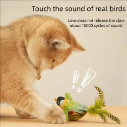Interactive Cat Toy Electric Simulation Bird With Chirping Sound Flapping Wings Plush Chew Bite Toy For Kittens Cats Pet Supplie