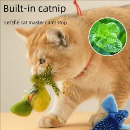 Interactive Cat Toy Electric Simulation Bird With Chirping Sound Flapping Wings Plush Chew Bite Toy For Kittens Cats Pet Supplie