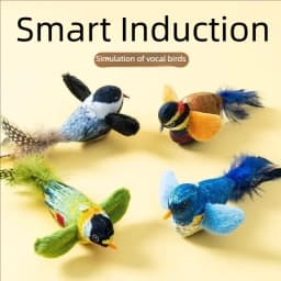 Interactive Cat Toy Electric Simulation Bird With Chirping Sound Flapping Wings Plush Chew Bite Toy For Kittens Cats Pet Supplie