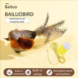 Interactive Cat Toy Electric Simulation Bird With Chirping Sound Flapping Wings Plush Chew Bite Toy For Kittens Cats Pet Supplie