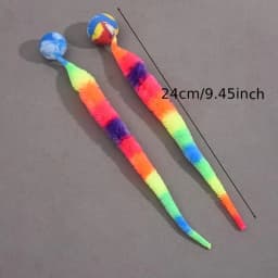 Geometric Worm Cat Toy: No-Battery Stick for Play & Chase | Realistic Wiggling Action