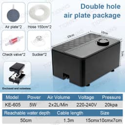 Silent Aquarium Oxygen Air Pump with Check Valve Fish Tank Double Outlet Large Oxygenator Aquarium Air Compressor Aerator 220v8w