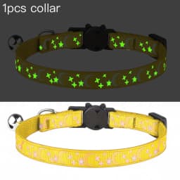 Pet Collar Cat Dog Gold Color Stars and Moon Pet Collar with Bell and PP Material Separate Luminescence Safety Buckle Solid Safe