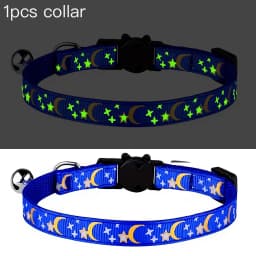 Pet Collar Cat Dog Gold Color Stars and Moon Pet Collar with Bell and PP Material Separate Luminescence Safety Buckle Solid Safe
