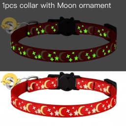 Pet Collar Cat Dog Gold Color Stars and Moon Pet Collar with Bell and PP Material Separate Luminescence Safety Buckle Solid Safe
