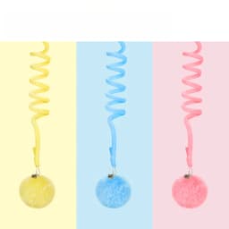 1pc Suction Cup Spring Fur Ball Retractable Cat Teaser with Bells Colorful Elastic Strings Fluffy Balls Cat Toy Pet Supplies