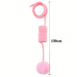 1pc Suction Cup Spring Fur Ball Retractable Cat Teaser with Bells Colorful Elastic Strings Fluffy Balls Cat Toy Pet Supplies