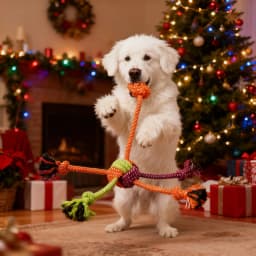 1pc Durable Bite-Resistant Interactive Knot Toy for Dogs- Chewable Rope with Green&Orange Fringes,Playful Design, Dog Toys