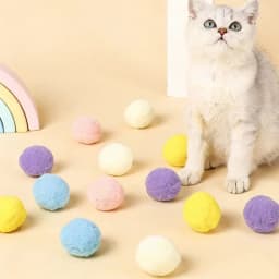 6cm/2.4inch Big Size Plush Balls Cat Toys, 10pcs Colorful Plush Cat Ball Toys, Interactive Cat Chew Chasing Ball Toys