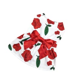 Dog Print Dress Clothing Rose Bow Dress Dog Cat Love Balloon Thin Dress Holiday Party Valentine's Day Festival Dress Up Supplies
