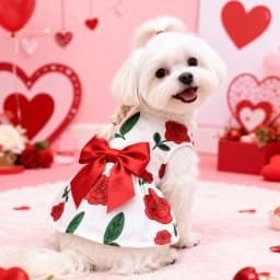 Dog Print Dress Clothing Rose Bow Dress Dog Cat Love Balloon Thin Dress Holiday Party Valentine's Day Festival Dress Up Supplies