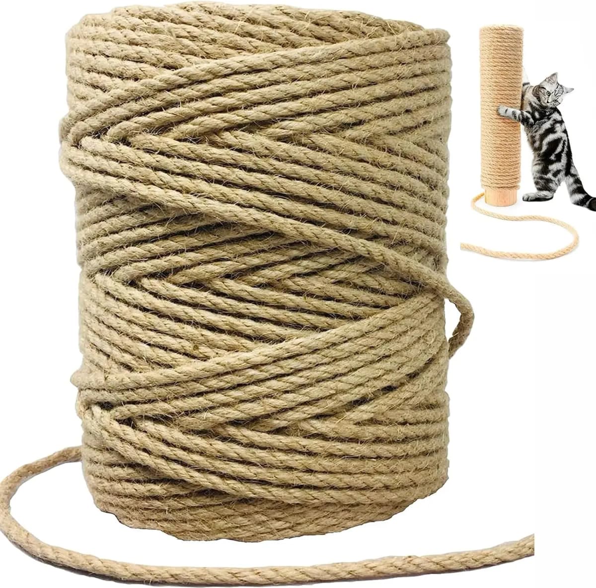 20M Natural Sisal Rope Cat Scratcher Rope Tree Scratching DIY Toy Paw Claw Furniture Protector Scratching Post Cat Accessories