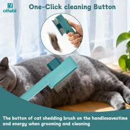 Oitabi 1/2PCS Pet Comb Flea Comb for Cats Dogs, Cat Grooming Brush with Release Button and Round Teeth, Self-Cleaning Dog Combs