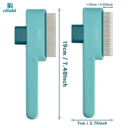 Oitabi 1/2PCS Pet Comb Flea Comb for Cats Dogs, Cat Grooming Brush with Release Button and Round Teeth, Self-Cleaning Dog Combs