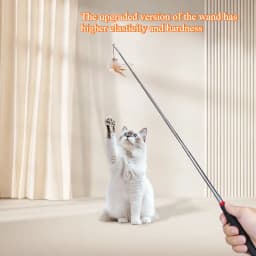 Retractable Teaser Cat Toy Interactive Long Wand Fun Exerciser Playing Toy Cats Teaser Stick Rod Interactive Stick Teaser Toys