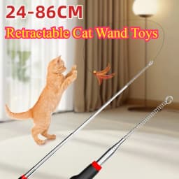 Retractable Teaser Cat Toy Interactive Long Wand Fun Exerciser Playing Toy Cats Teaser Stick Rod Interactive Stick Teaser Toys