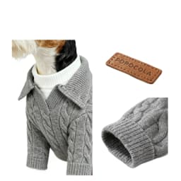 Gentleman Style Solid-Color Twisted Knit Dog Polo Sweater - Warm Soft Pet Winter Autumn Clothes for Small Medium Large Dogs