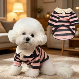 Summer Polo Shirt for Dogs Puppy Clothes Bichon Frise Chihuahua Stripe Dog Sweatshirt Dog Cooling Vest for Small and Medium Dogs